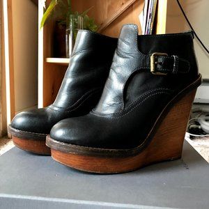 Chloe ankle booties, black / wood - 8 or 8.5 (39)